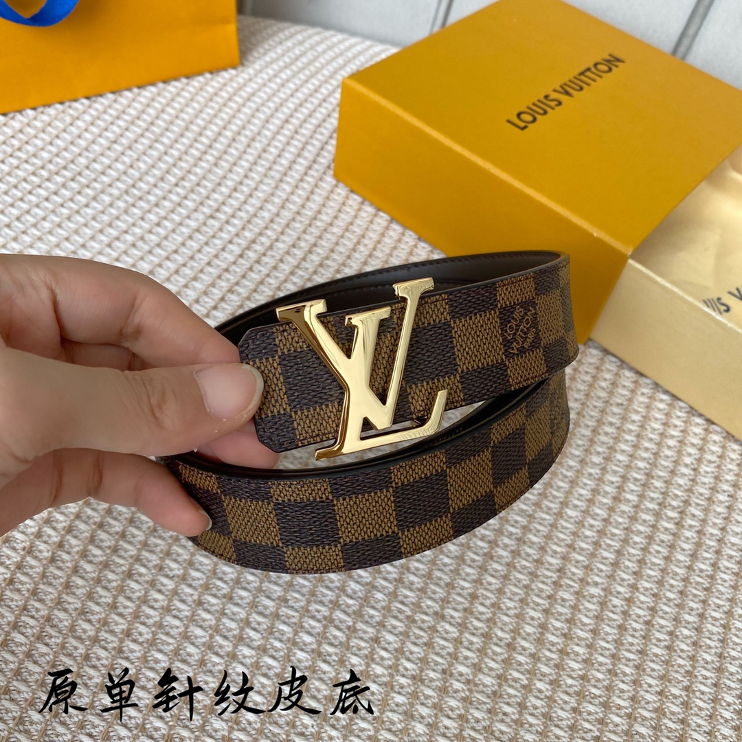 Louis Vuitton Belts Black Women Calfskin Canvas Cowhide