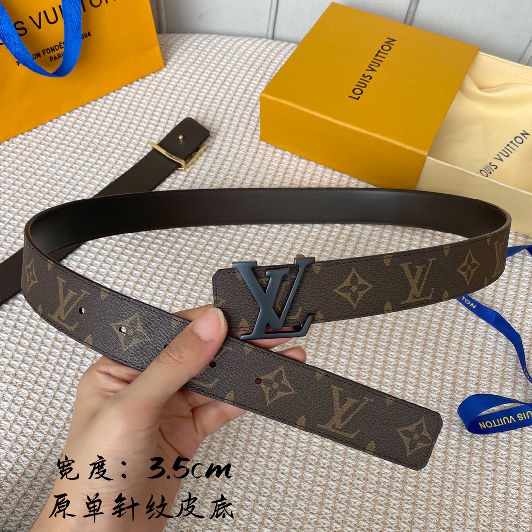 Louis Vuitton Belts Black Women Calfskin Canvas Cowhide