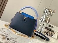 AAA Replica
 Louis Vuitton LV Capucines Bags Handbags Blue Taurillon Chains M20845