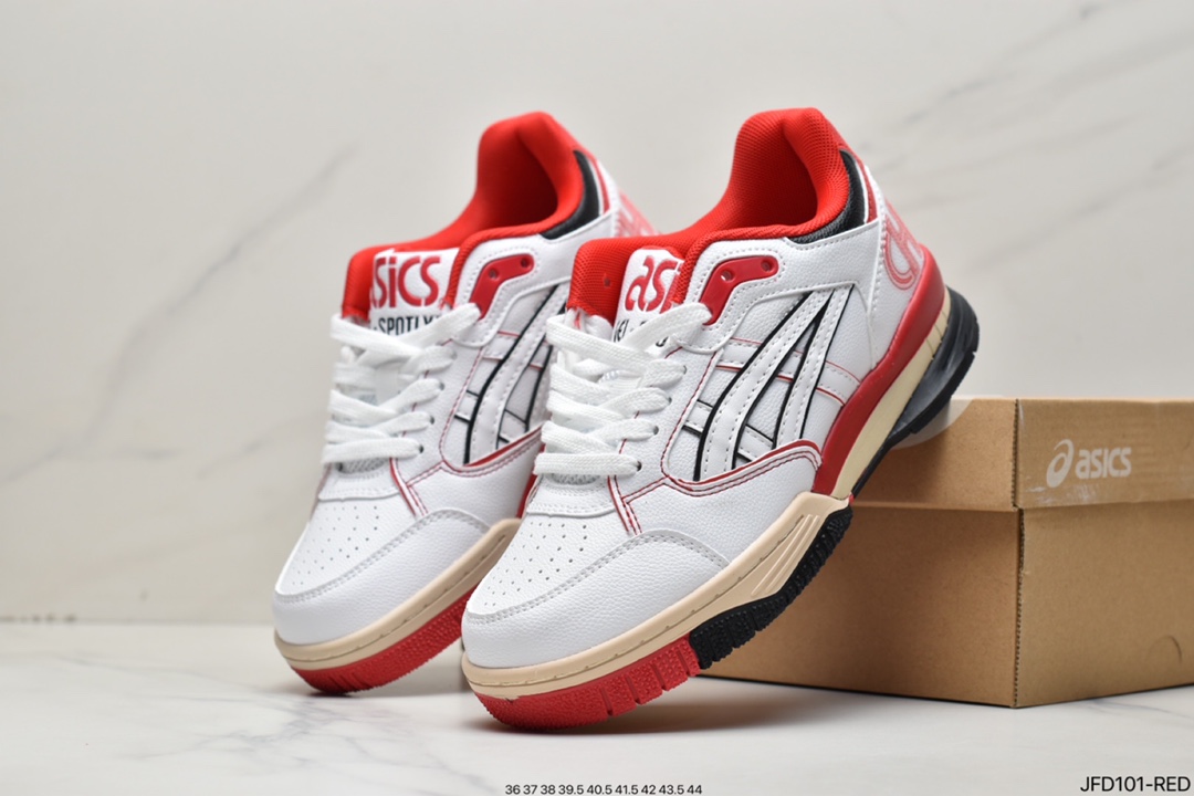 ASICS Gel-Spotlyte Low Wright series low-top retro casual sports basketball shoes ”Paris Limited Rice Gray Light Blue Red Yellow” 1203A233-101