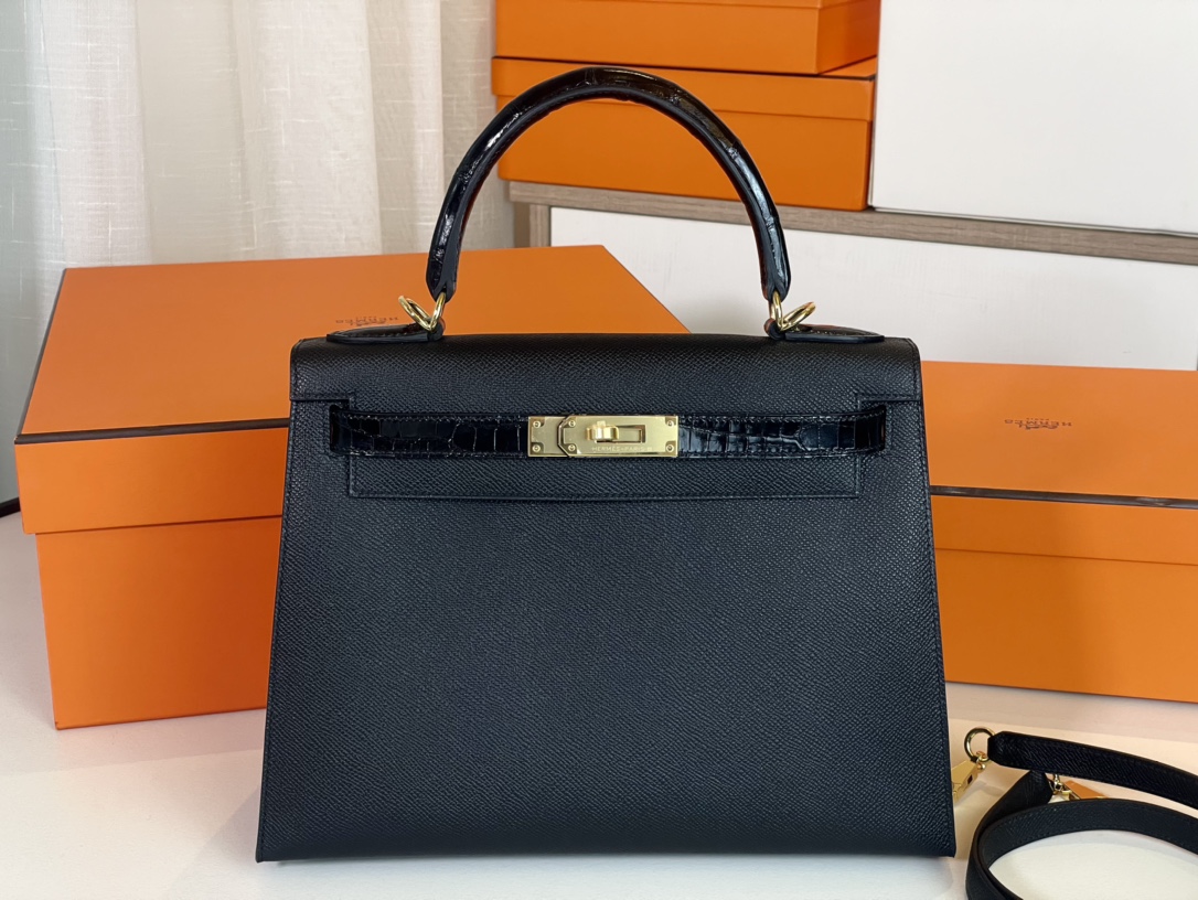 Hermes Kelly Handbags Crossbody & Shoulder Bags Black Epsom