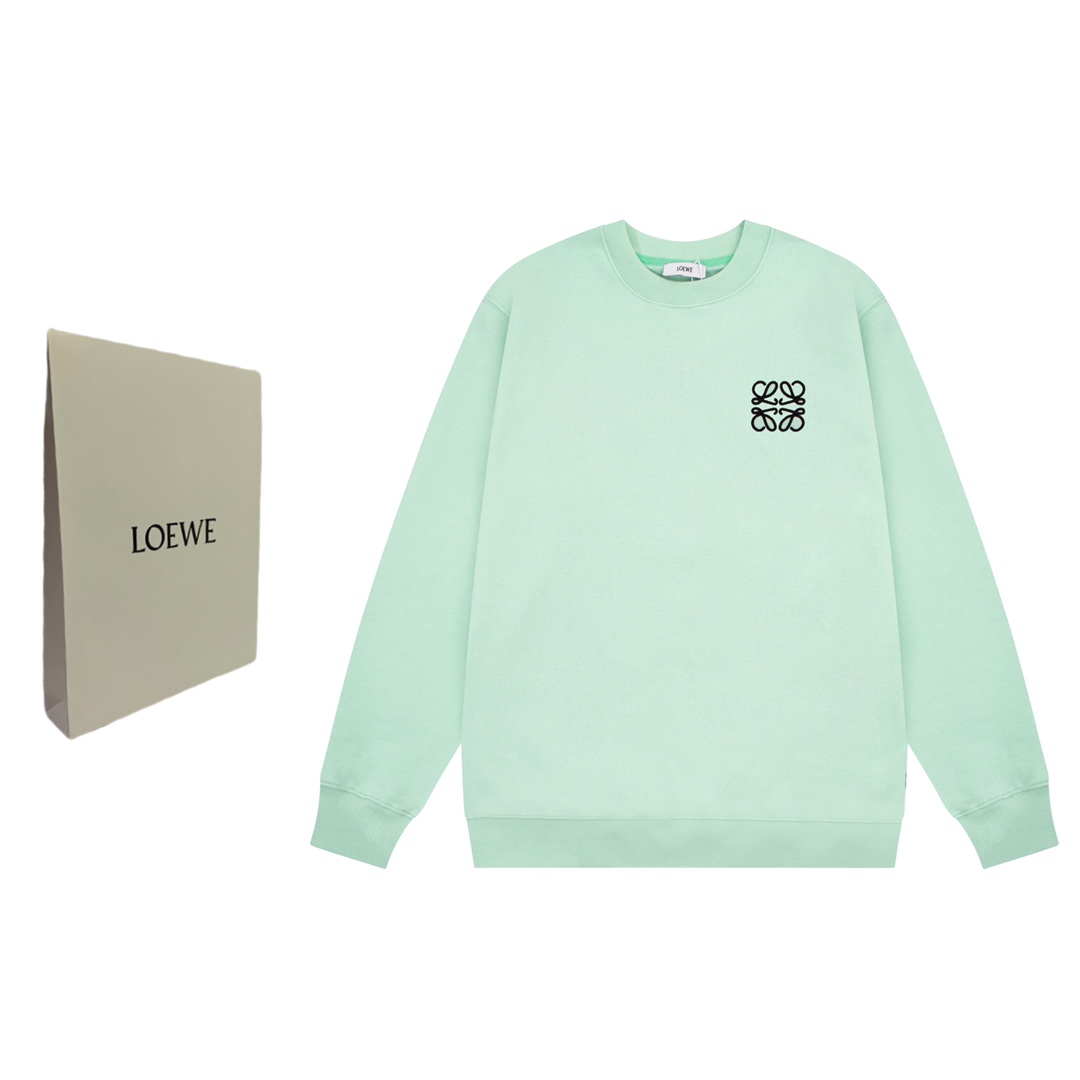 Loewe 7 estrellas
 Ropa Sudaderas Negro Verde Blanco Bordado Universal para hombres y mujeres Algodón Colección otoño – invierno