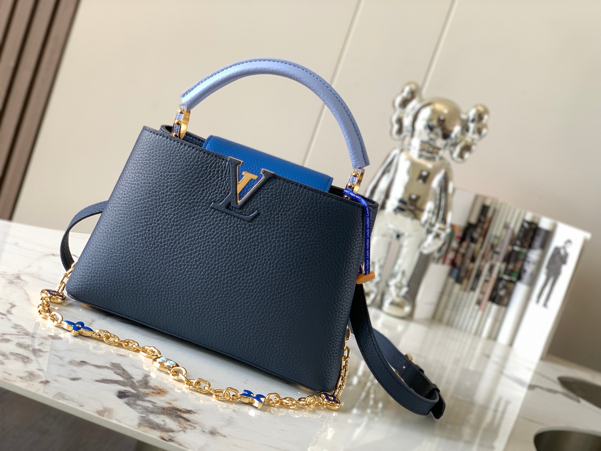 Louis Vuitton LV Capucines Bags Handbags Blue Taurillon Chains M20844