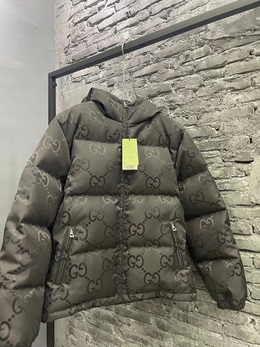 Gucci GG print down jacket, new autumn/winter style. Unisex sizes S-XL.-Big cat
