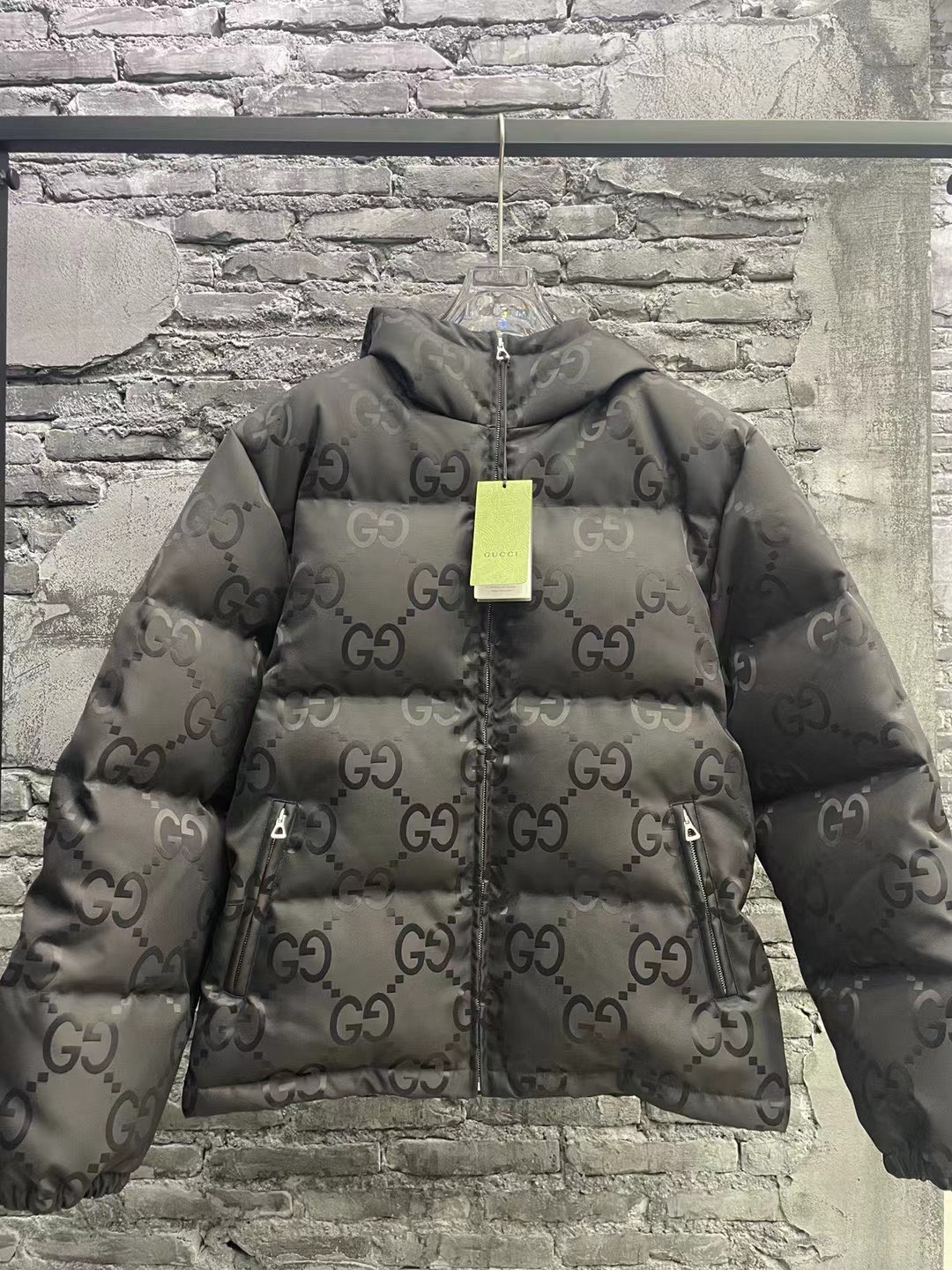 Gucci GG print down jacket, new autumn/winter style. Unisex sizes S-XL.-Big cat