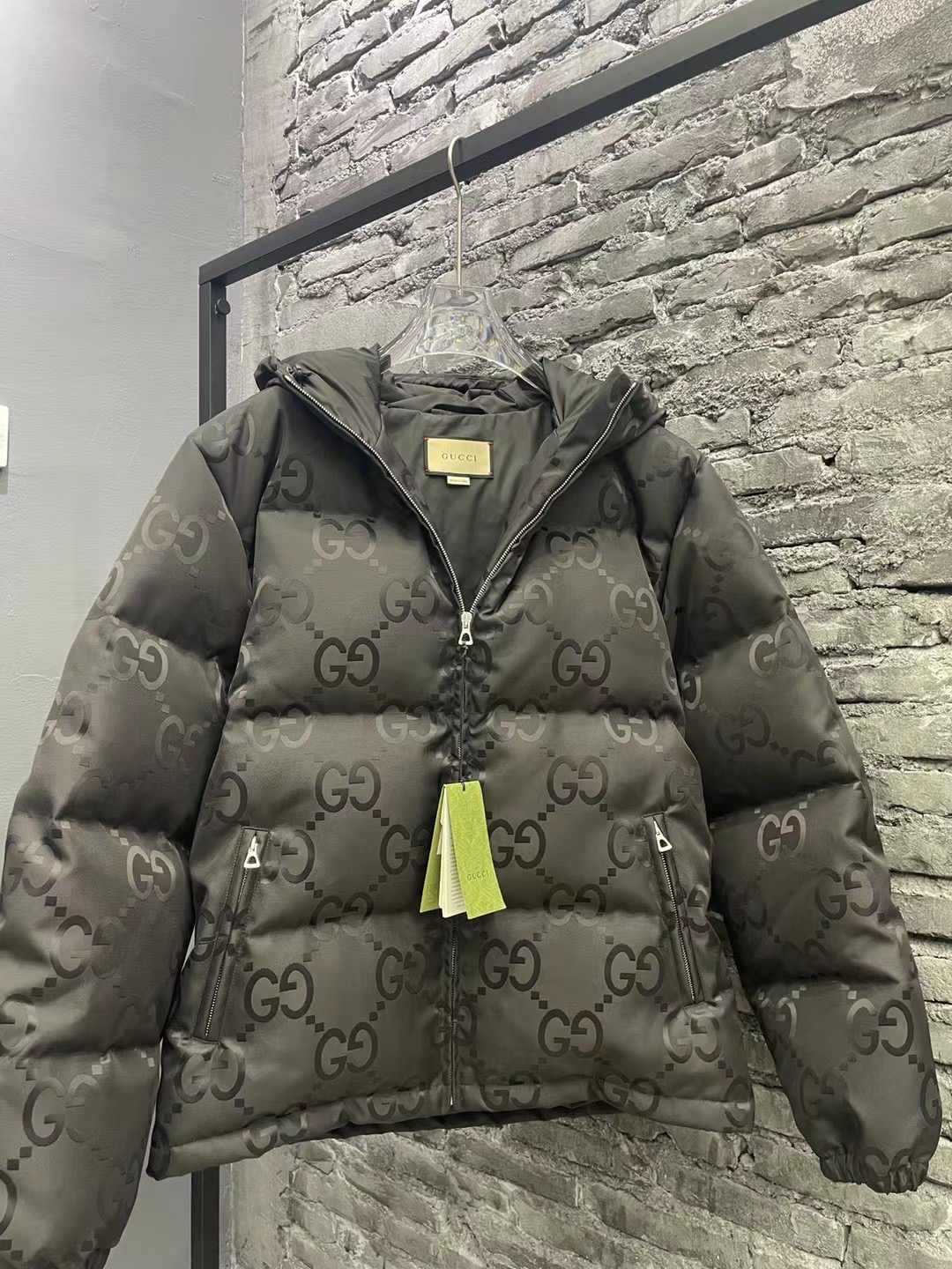 Gucci GG print down jacket, new autumn/winter style. Unisex sizes S-XL.-Big cat