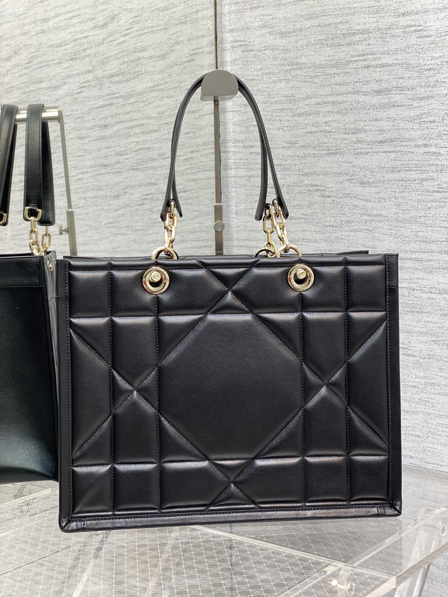 Dior Essential Large Leather Tote Quilted Shoulder Handbag