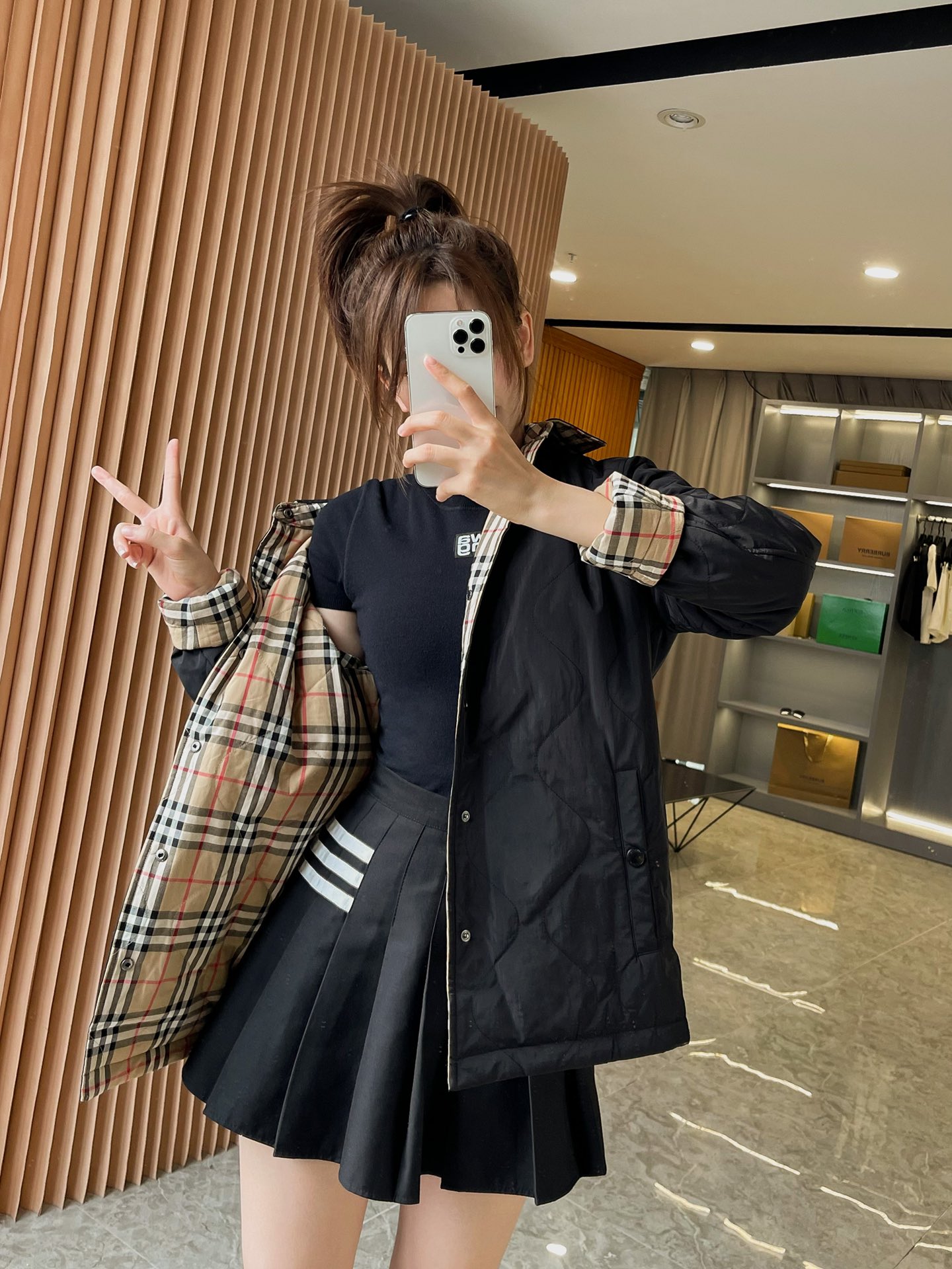 Reversible Vintage Plaid Quilted Jacket, Temperature Control, Black, Classic 9 i1664775911 9949 8