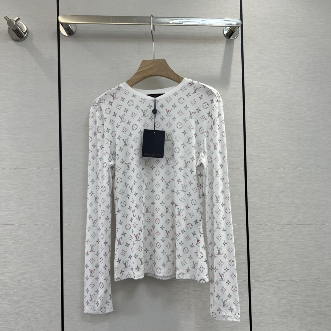 Louis Vuitton Clothing T-Shirt Printing Fall/Winter Collection Long Sleeve