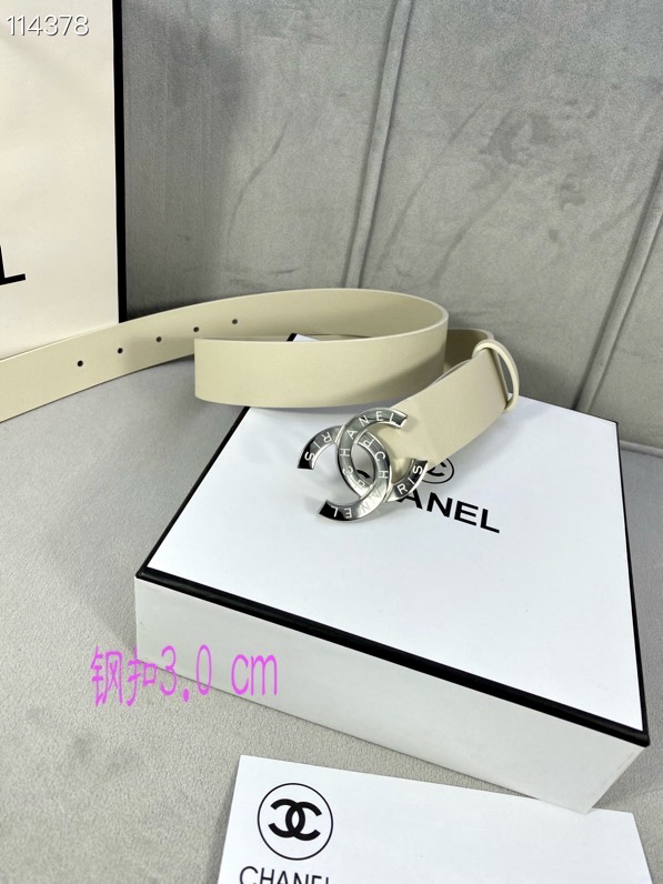 Chanel Belts Silver Women Steel Buckle Calfskin Cowhide