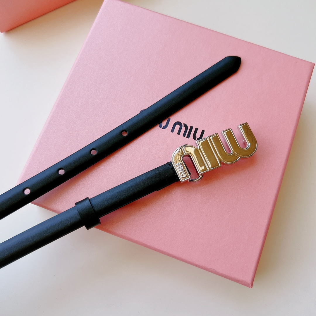 [Miu Miu Belts]Miu miu engraved micro label Minimalist style leather belt City