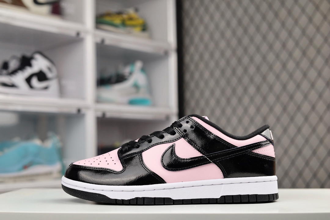 H5 【NK Dunk Low ESS “Pink Black” 黑粉 漆皮】电脑针车 正确数据档案精准数据打造 正确材质同步定制 正确纸板楦头