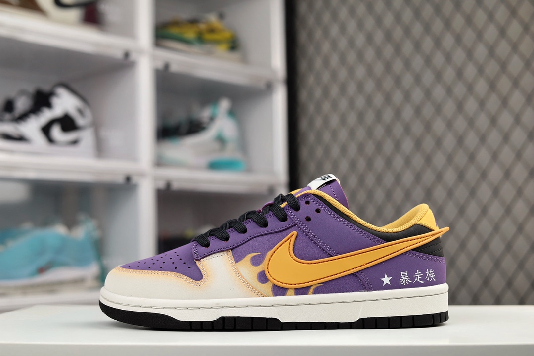 H0 Nike SB Dunk Low AE86系列暴走族紫灰黄 公司级出品 极力推荐原装头层材料 独家版型蒸餾加工帶來的是更好的视觉和脚感体验大厂纯原品质出货 清洁度 电绣工艺 皮料切割干净无任何毛边 细节完美官方