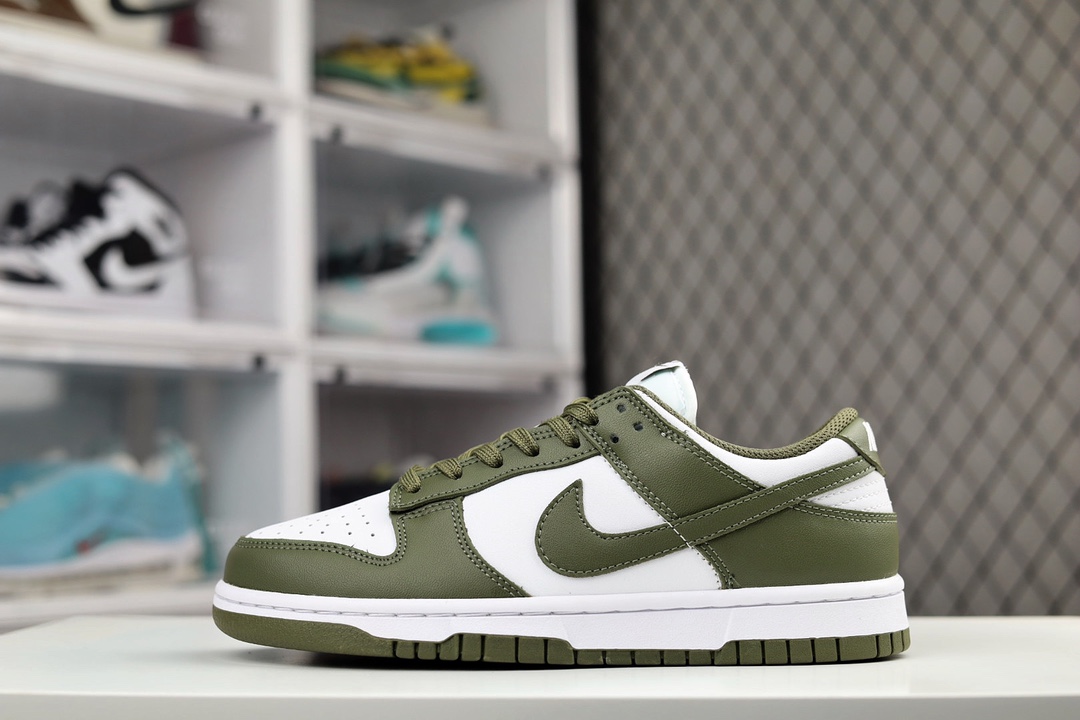 H0 Nike SB Dunk Low 白橄榄绿 原装头层材料 独家版型蒸餾加工帶來的是更好的视觉和脚感体验大厂纯原品质出货 清洁度 电绣工艺 皮料切割干净无任何毛边 细节完美官方