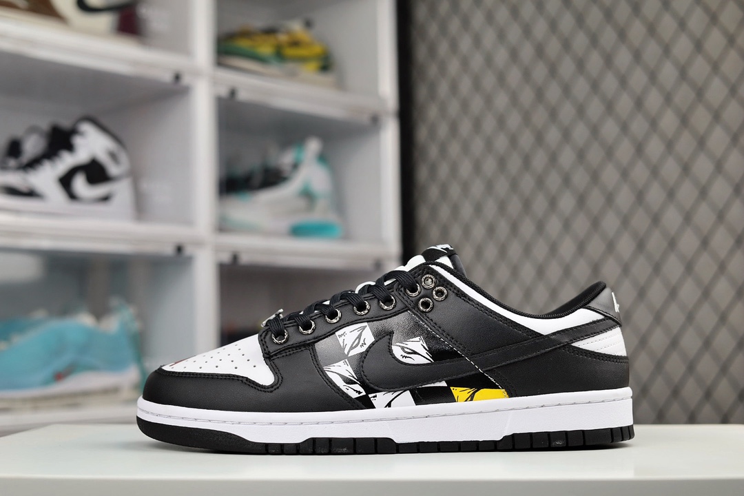 H5 Nike SB Dunk Low 黑白熊猫涂鸦 公司级出品 极力推荐原装头层材料 独家版型蒸餾加工帶來的是更好的视觉和脚感体验大厂纯原品质出货 清洁度 电绣工艺 皮料切割干净无任何毛边 细节完美官方