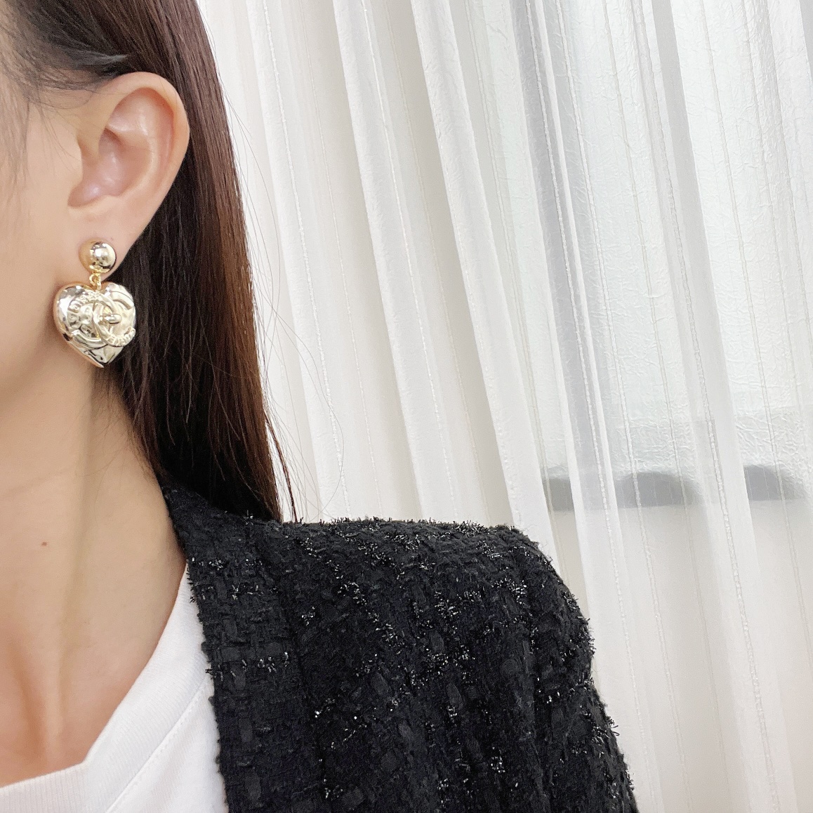 新款☑️CHANEL香奈儿桃心爱心耳钉耳环
