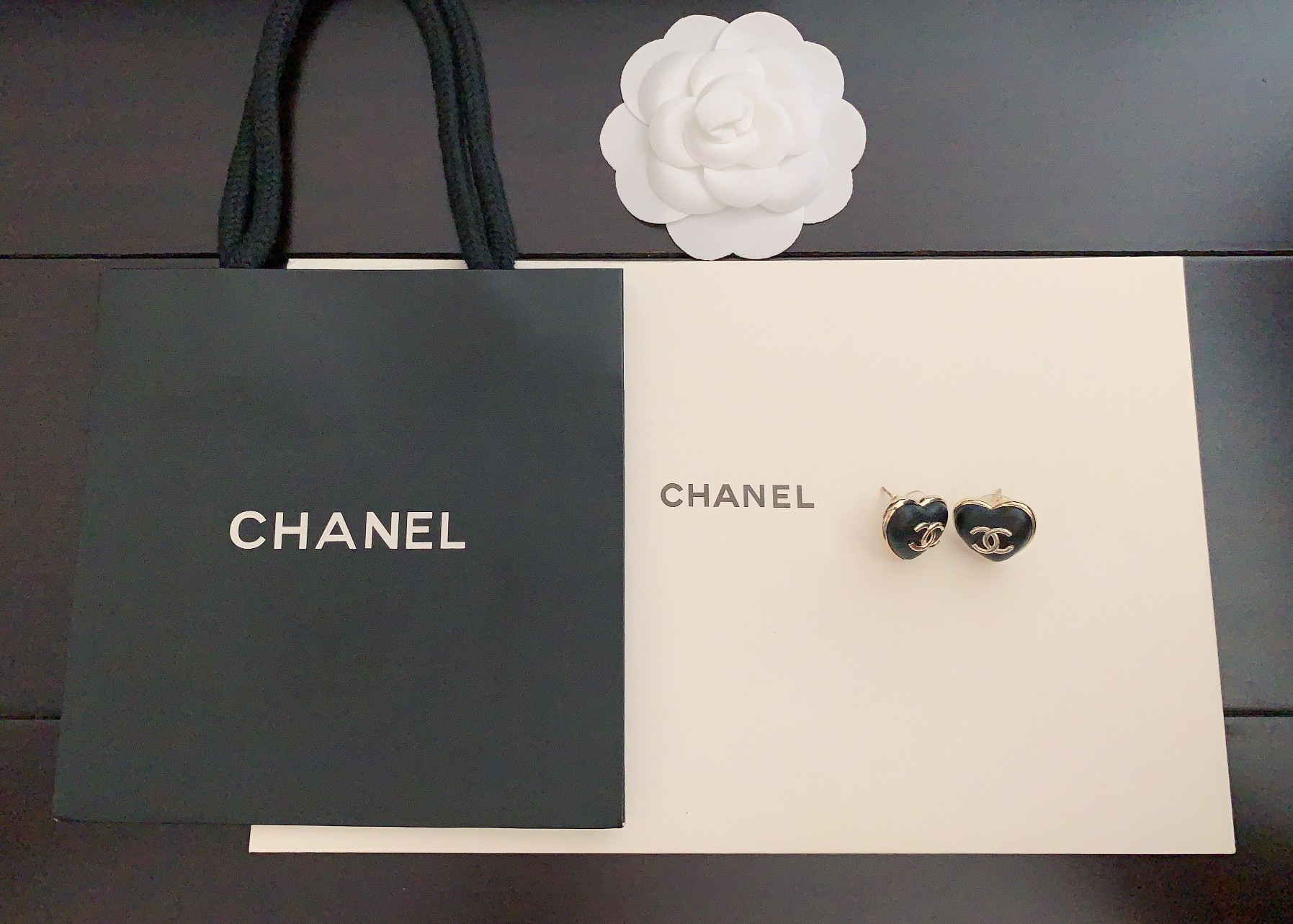 CHANEL Black Leather Heart Stud Earrings - Comprehensive 2