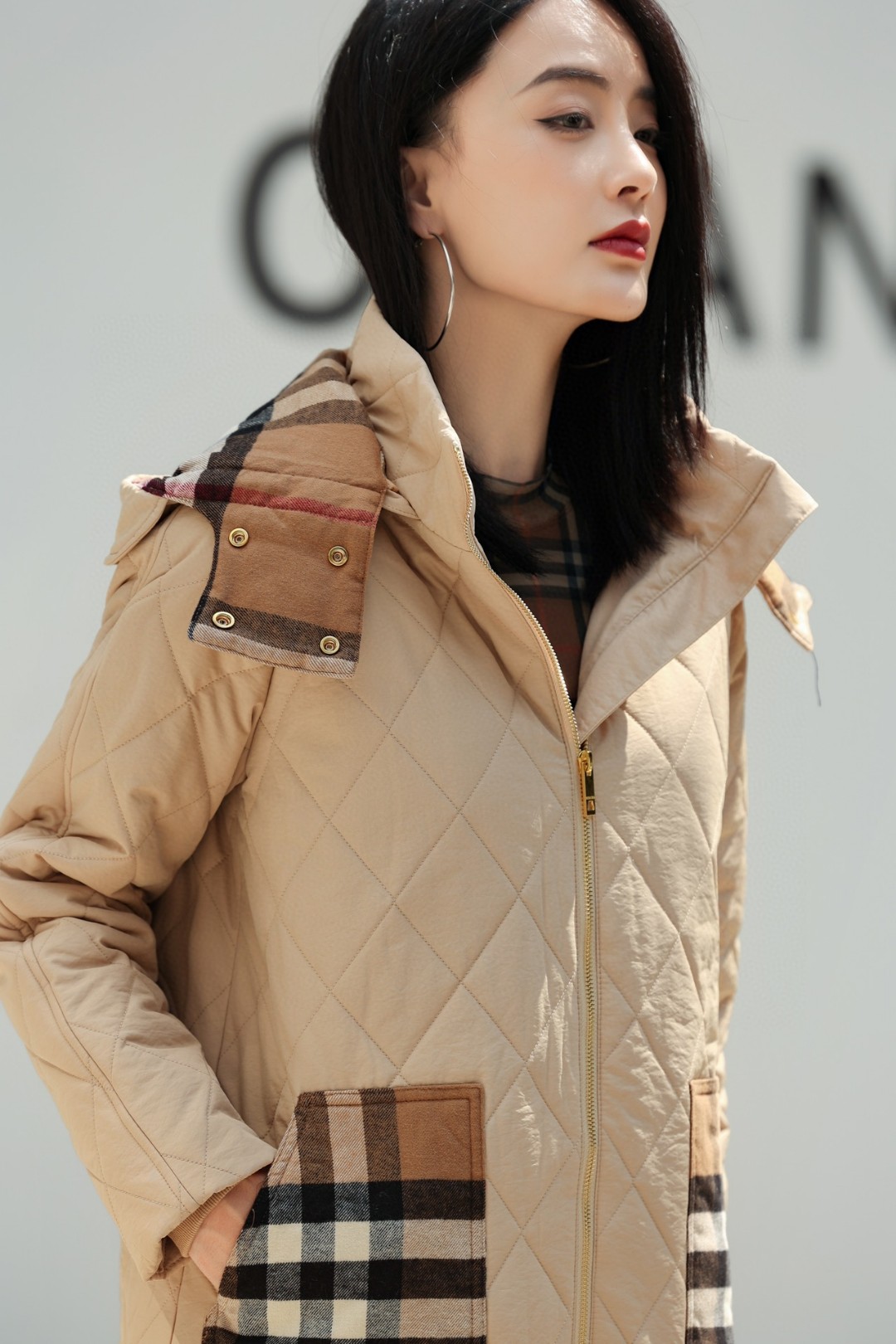 Burberry-Inspired Quilted Padded Jacket with Hood and Plaid Accents 4 a1664947454065 7862