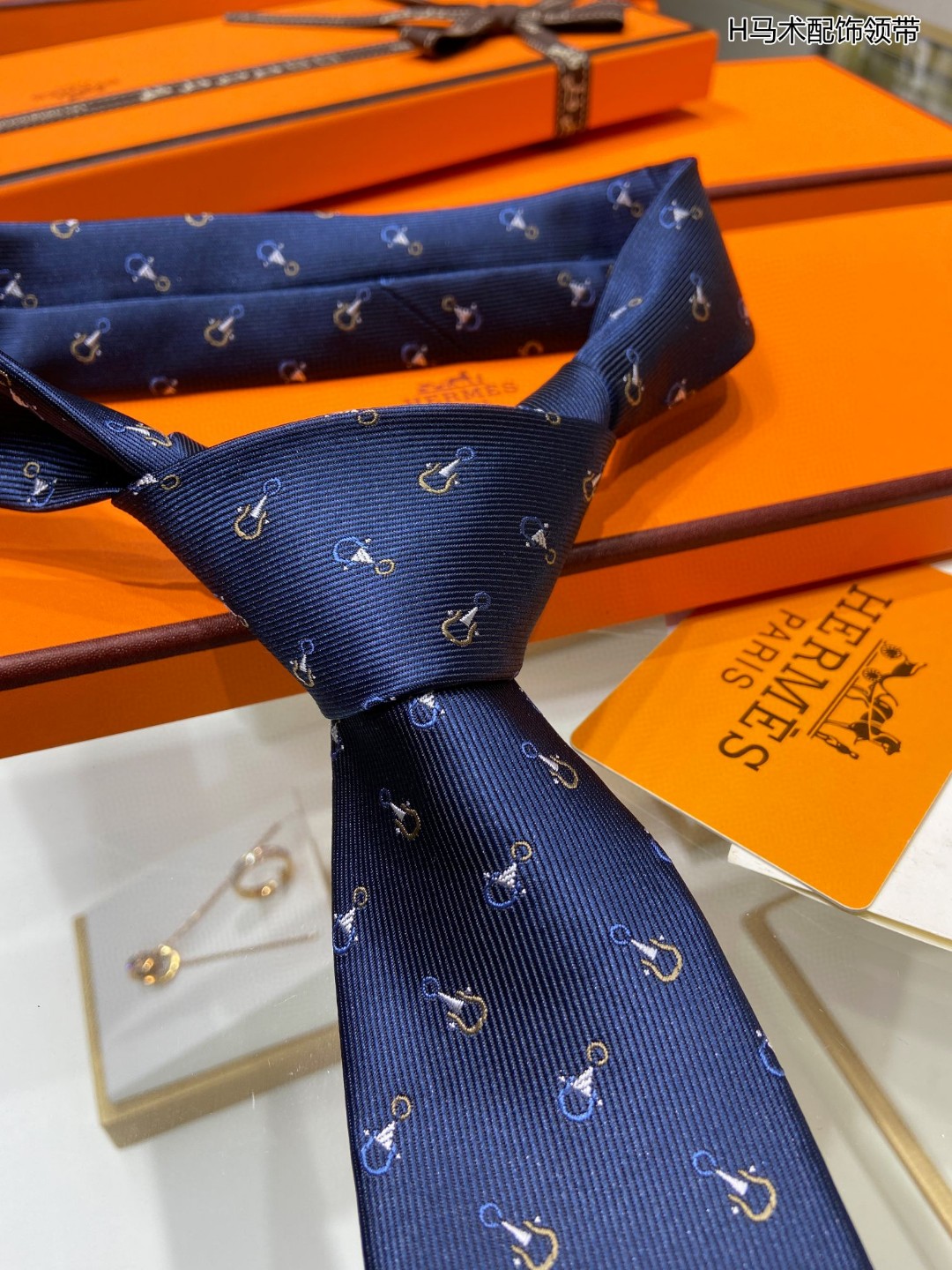 Hermes爱马仕100%顶级斜纹真丝马术配饰领带
