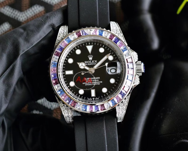 Rolex Submariner Custom Gemstone Bezel Automatic Men's Watch, 40mm 1 Rolex Submariner Custom Gemstone Bezel Automatic Men's Watch, 40mm