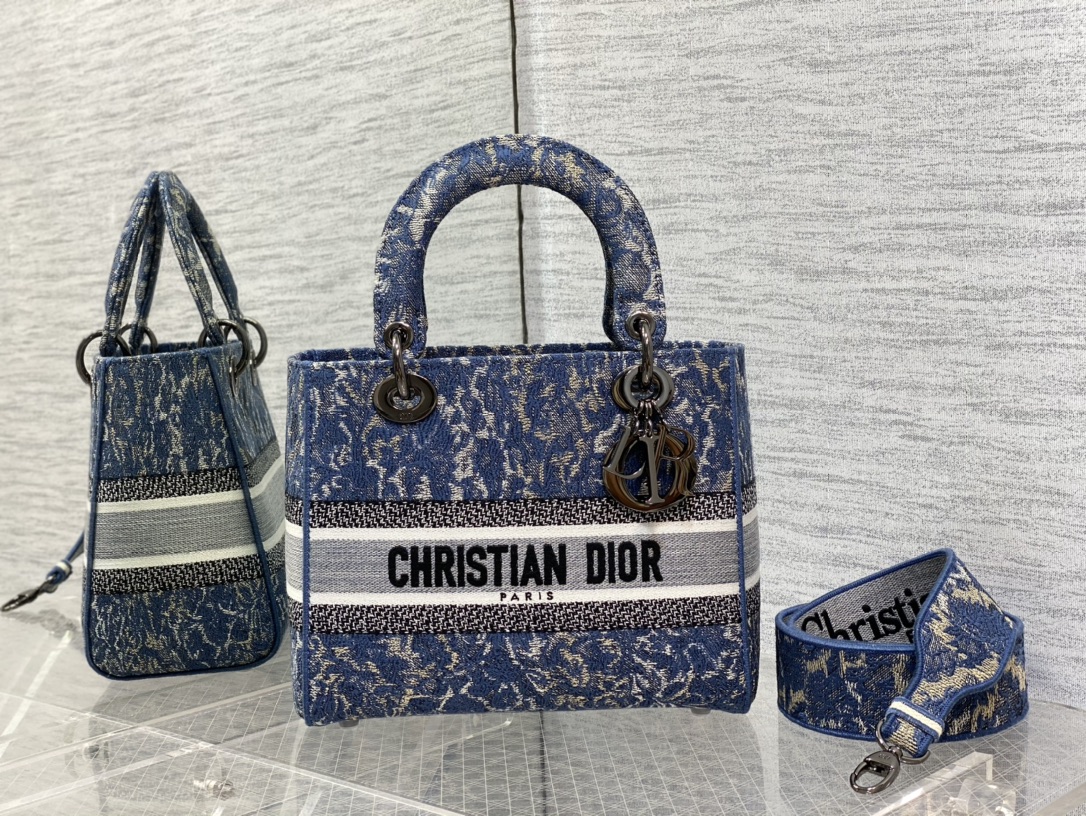 DIOR Lady Denim Embroidered Handbag