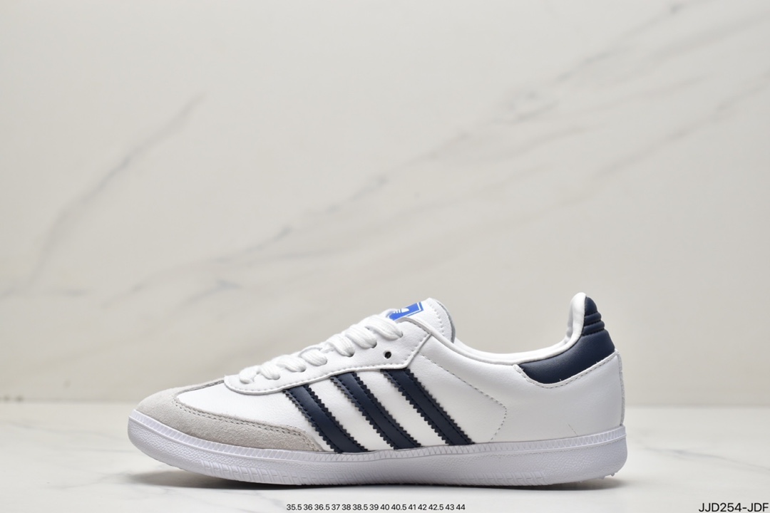 Adidas clover SAMBA OG men's and women's retro black and white sports casual shoes GW9587