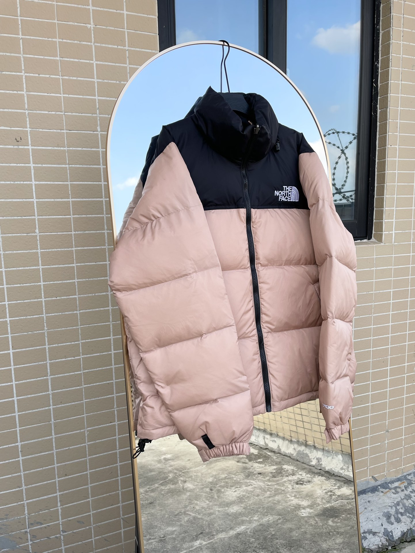 The North Face Clothing Down Jacket Pink White Embroidery Duck Down