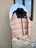 The North Face Clothing Down Jacket Pink White Embroidery Duck Down