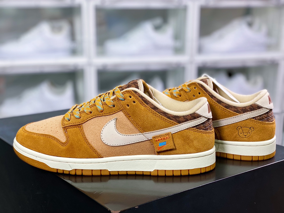220  SB Dunk Low”Wheat Gum”扣篮系列低帮休闲运动滑板板鞋“小麦色菱格纹”DX3374-700