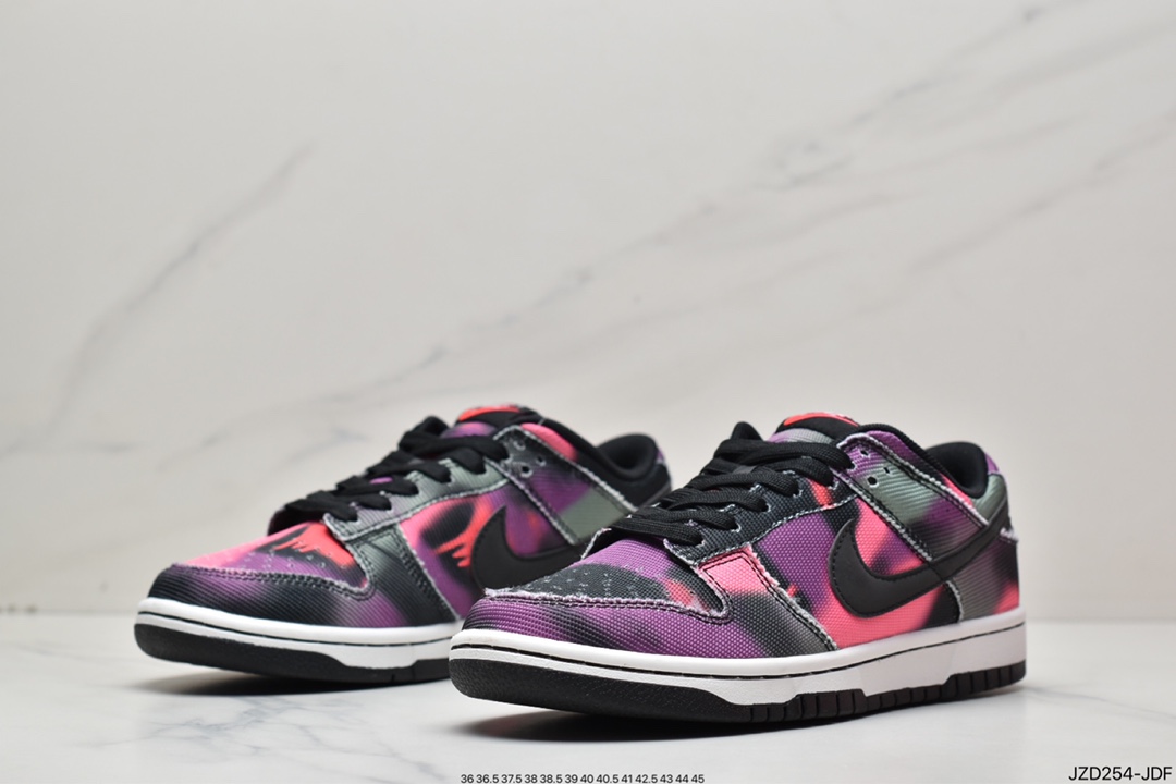 140 Nike SB Dunk LOW “Graffiti”复古休闲板鞋 扎染涂鸦 黑紫情侣款 DM0108-002