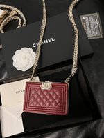 Chanel Le Boy Crossbody & Shoulder Bags Black Burgundy Grey Red White Lambskin Sheepskin Mini