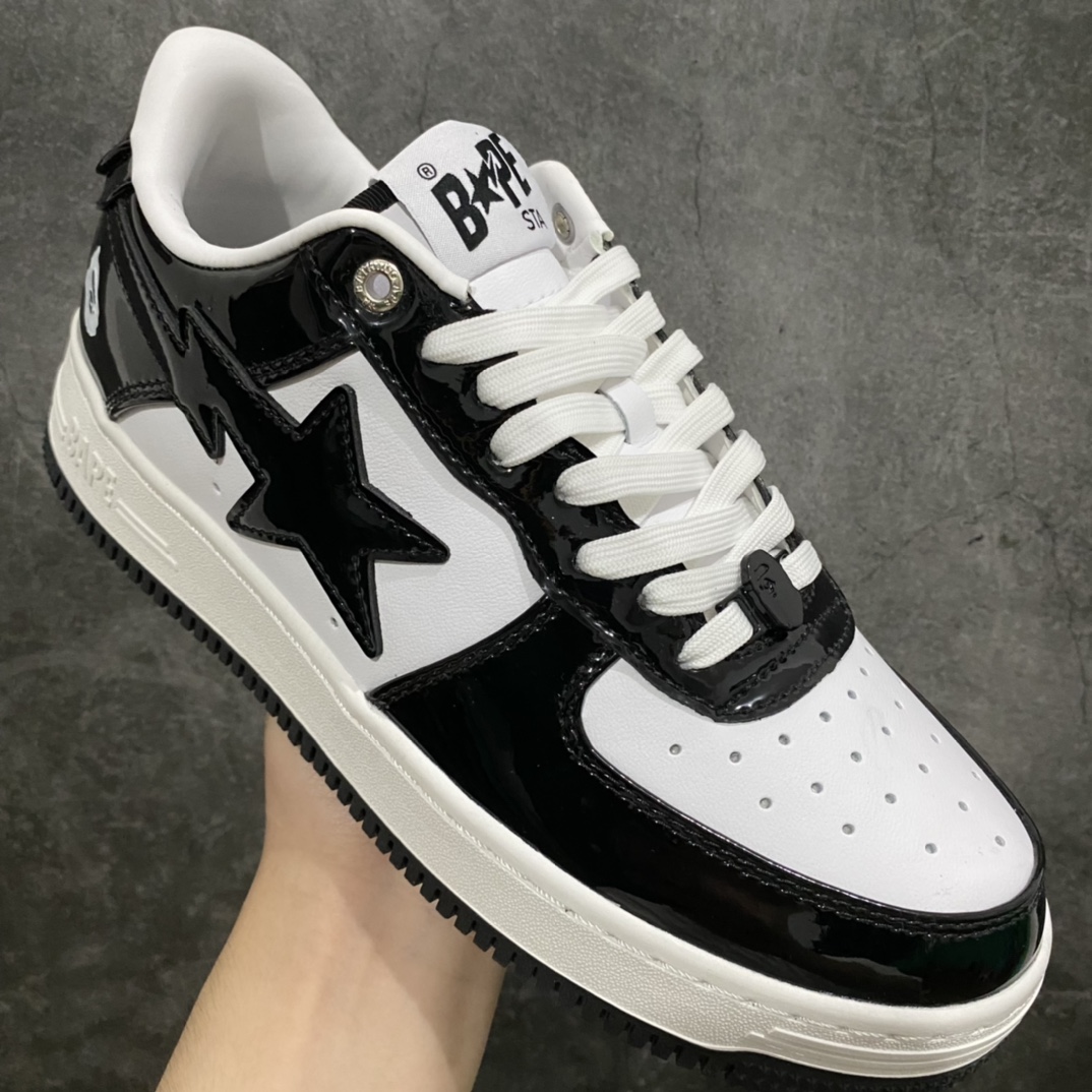 图片[3]-C版Bapesta黑白熊猫 扭曲猿人头 跟经典款黑白熊猫差不多 区别就是侧面的猿人头改成了扭曲风格……此款纯正版型 超高清洁度 海玻璃鞋垫 内置全掌气垫 全套顶级包装 包含猿人logo定制防尘袋 猿人logo卡片 抗压收纳抽屉式鞋盒 官方同步正码 尺码：36 36.5 37.5 38 38.5 39 40 40.5 41 42 42.5 43 44 44.5 45-选品中心