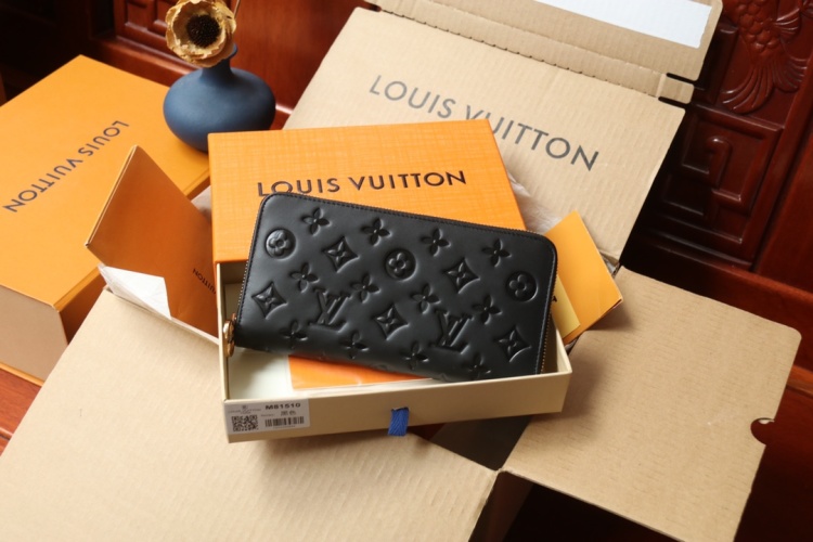 Louis Vuitton Coussin Leather Wallet M81510 - Black Monogram Embossed