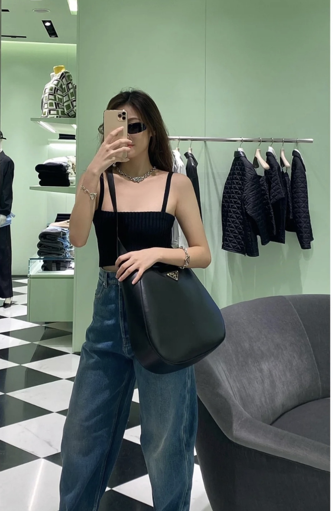 prada extra large Cleo original factory Prada 1BC181 new extra large crossbody bag