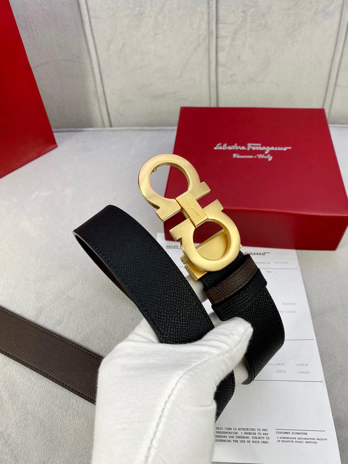 Ferragamo（男） Style White Leather Men's Belts Lookbook Reference image 2