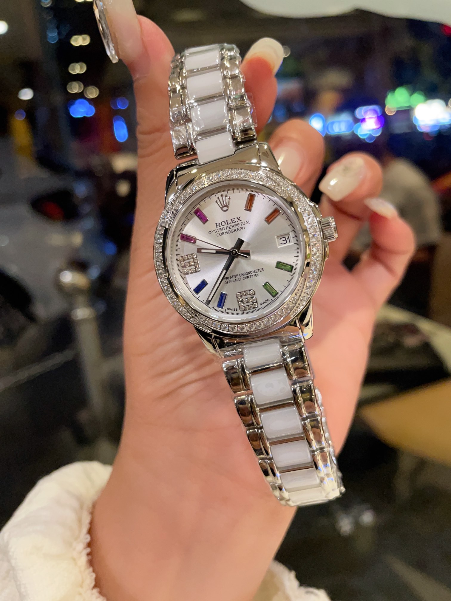 Elegant Rolex Women’s Watch with Ceramic Belt and Sapphire Crystal Mirror - 图片 1