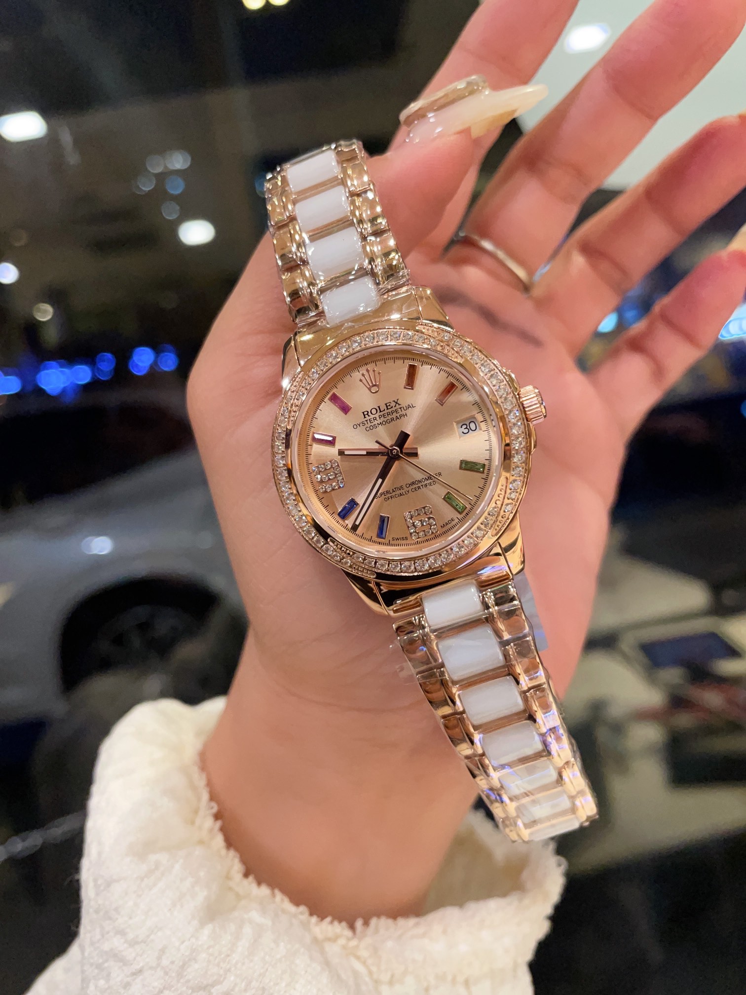 Elegant Rolex Women’s Watch with Ceramic Belt and Sapphire Crystal Mirror - 图片 3