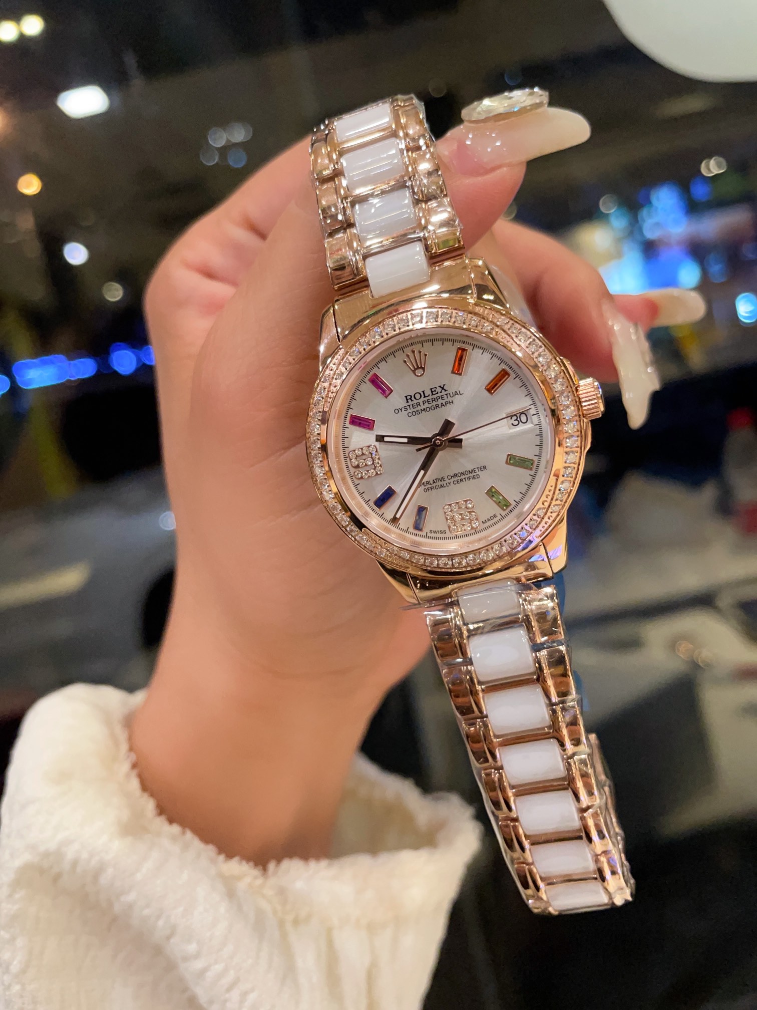 Elegant Rolex Women’s Watch with Ceramic Belt and Sapphire Crystal Mirror - 图片 2