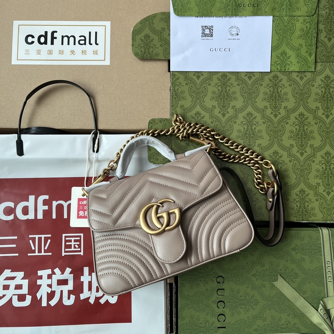 原厂皮配Cdfmall三亚免税店手提袋Marmont意大利原厂皮令人欲罢不能的Gucci美包你收了吗GG
