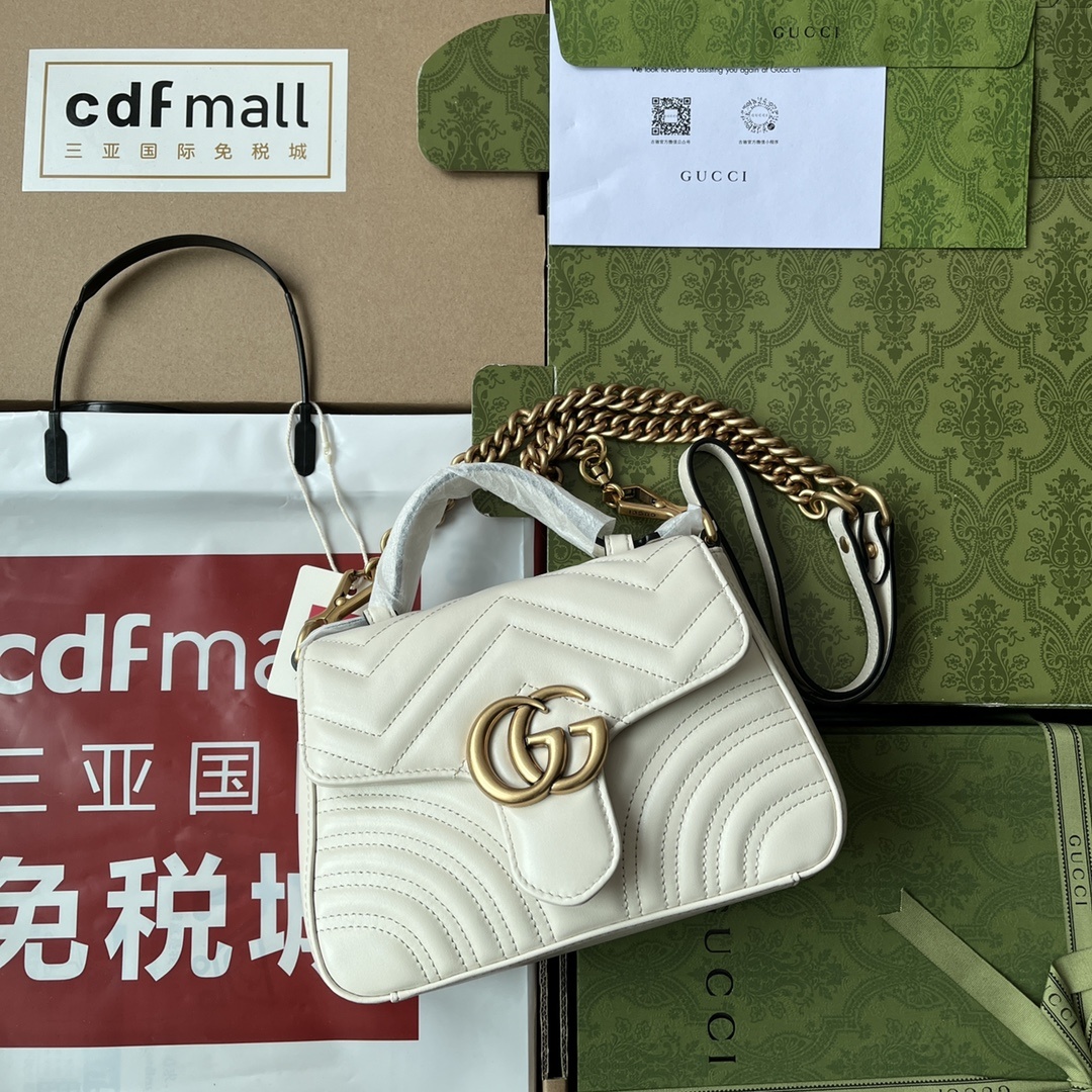 原厂皮配Cdfmall三亚免税店手提袋Marmont意大利原厂皮令人欲罢不能的Gucci美包你收了吗GG