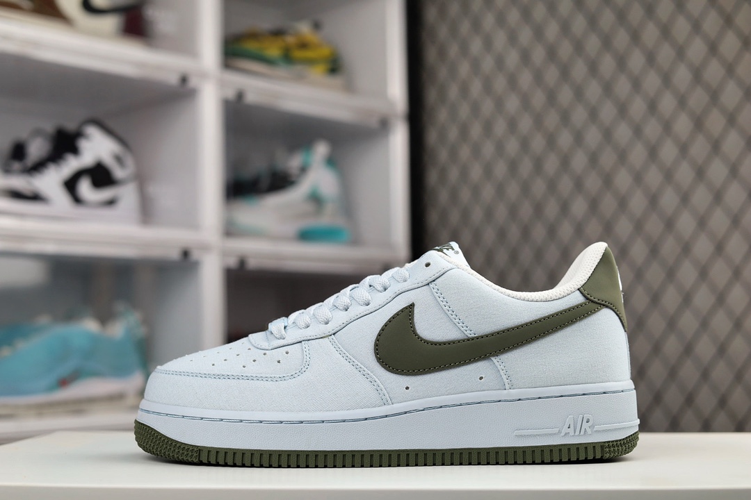 H0 海外限量发售 公司级 NIke Air Force 1 ’07 月绿 布面空军一号低帮休闲板鞋 进口牛筋布 原楦头原纸板 纯正空军版型 定制鞋盒 全掌内置全掌气垫 原厂中底钢印 拉帮完美