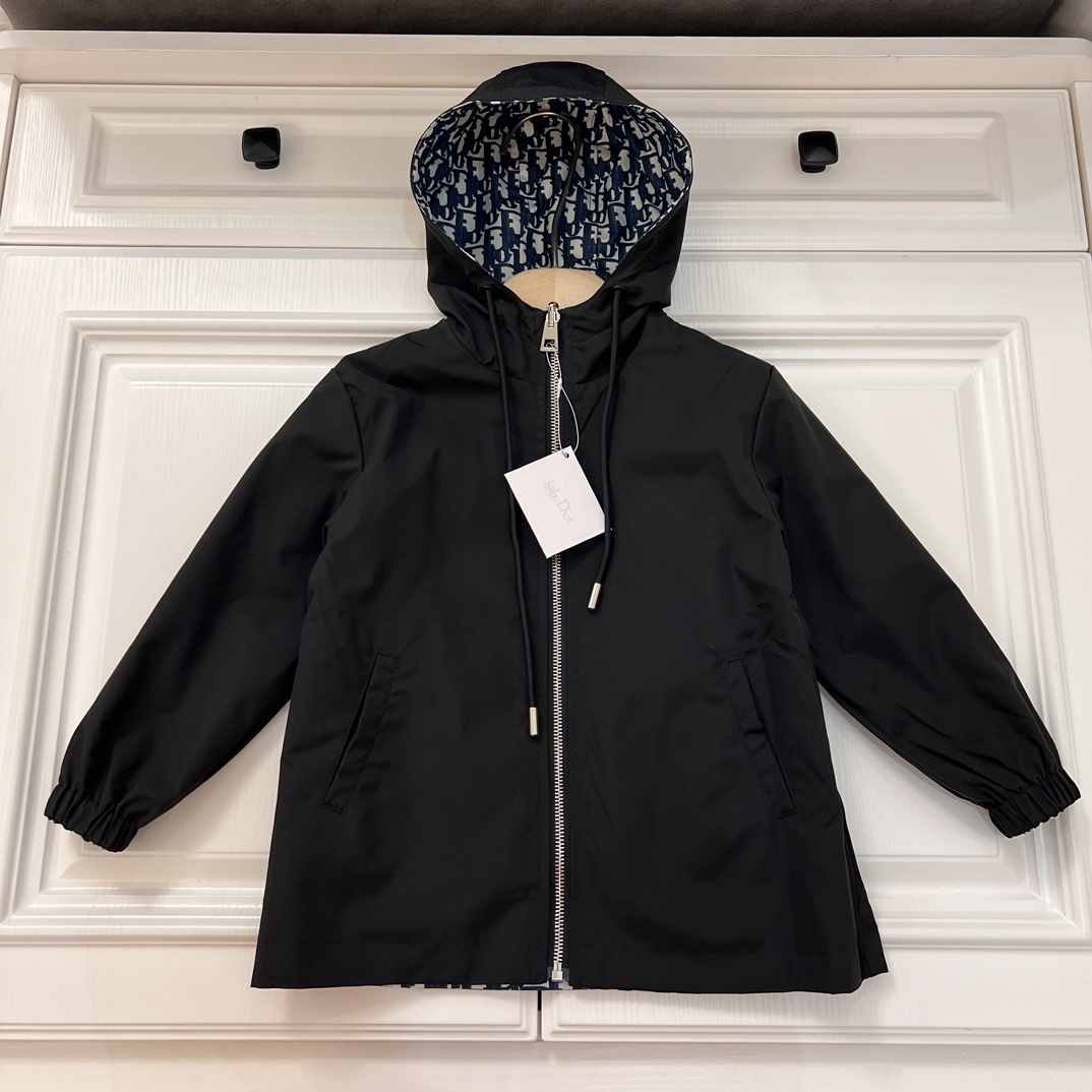 Dior Clothing Windbreaker Black Cotton Fashion Hooded Top