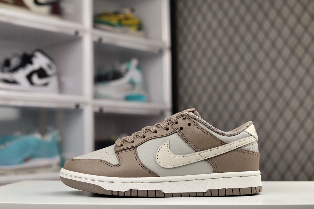 H5 Nike SB Dunk Low 浅灰褐色原厂原档案开发，原盒原标，原厂头层皮料，官方厚鞋舌设计，做工细节全方位比对原鞋。