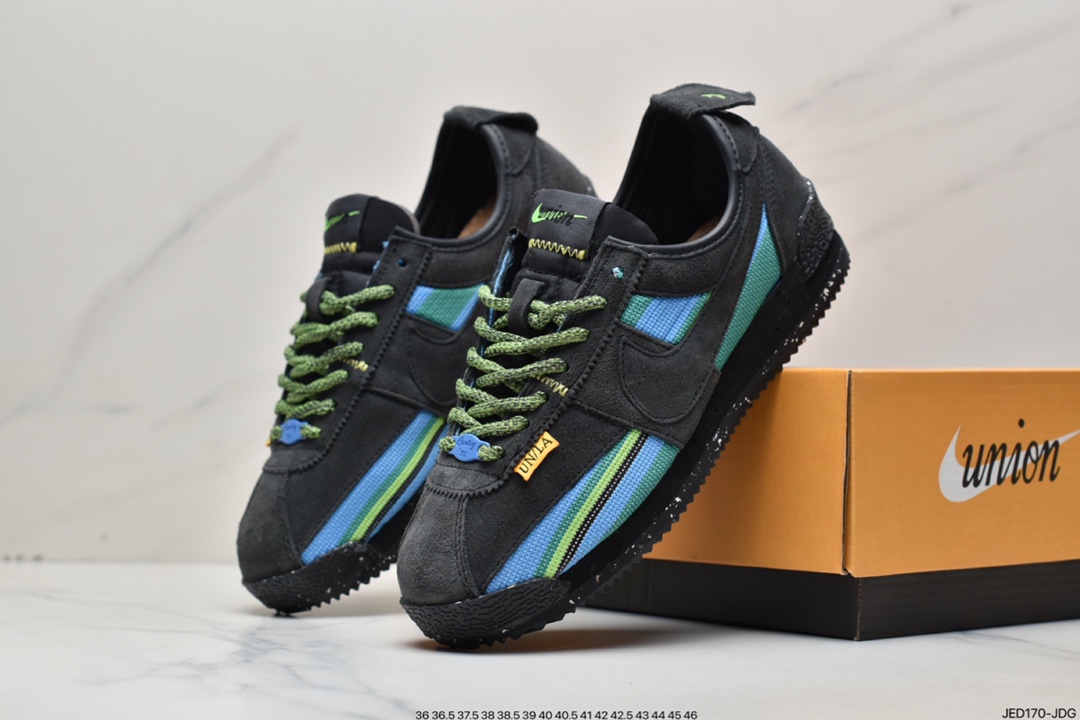 150 联乘洛杉矶知名店铺Union LA x Nike Cortez Low”Black”阿甘改良初代低帮DR1413-007