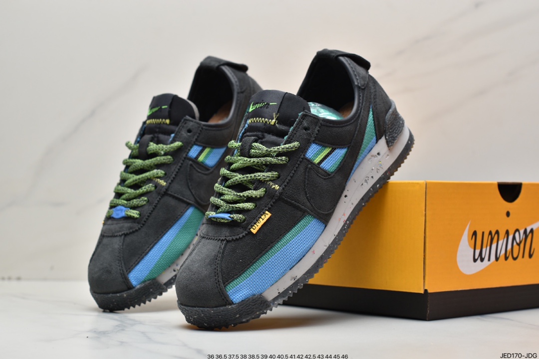 150 联乘洛杉矶知名店铺Union LA x Nike Cortez Low”Black”阿甘改良初代低帮DR1413-007