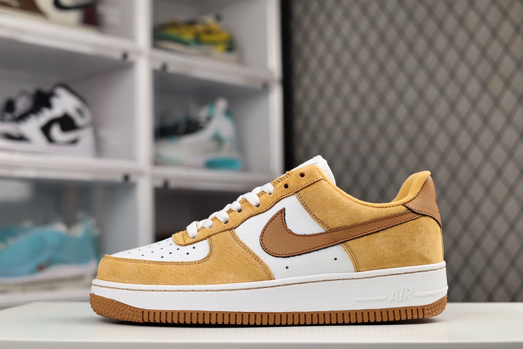 H0 Air Force 1 Low 07 白棕小麦原楦头原纸板 打造纯正空军版型专注外贸渠道 全掌内置蜂窝气垫 原盒配件 原厂中底钢印、拉帮完美