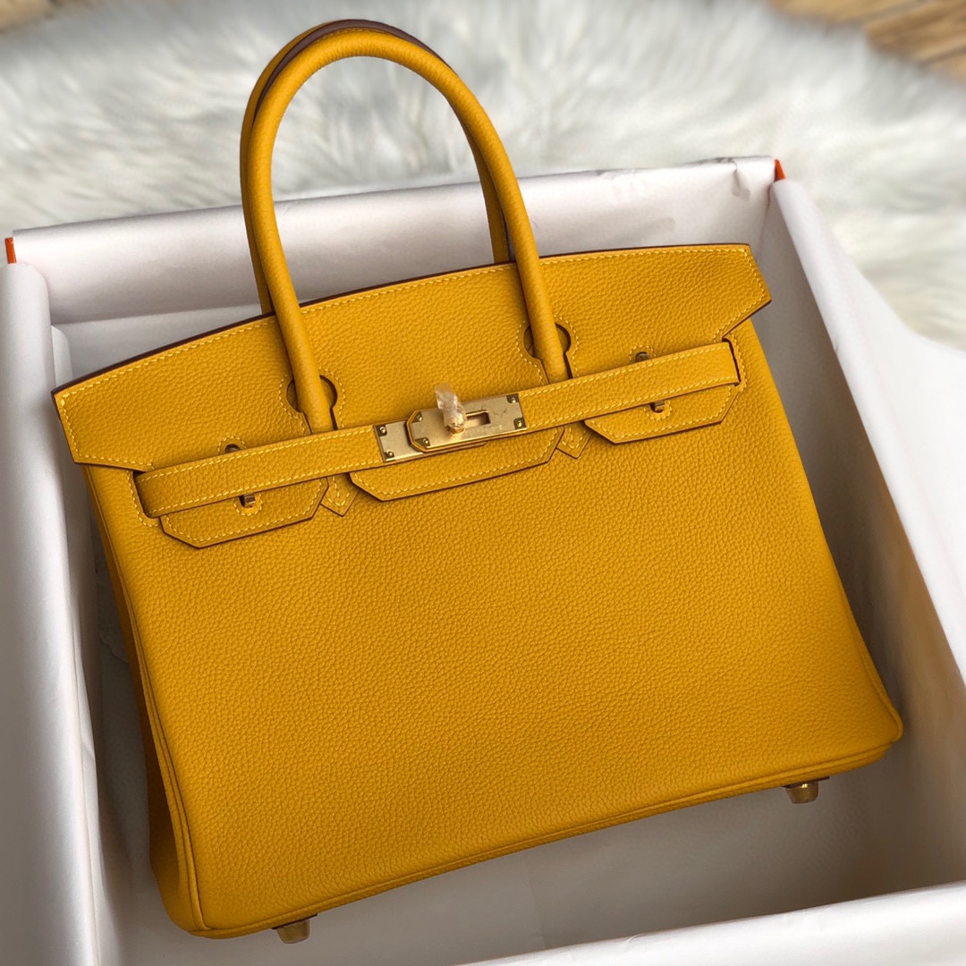 Hermes Birkin Bags Handbags Amber Yellow Gold Hardware