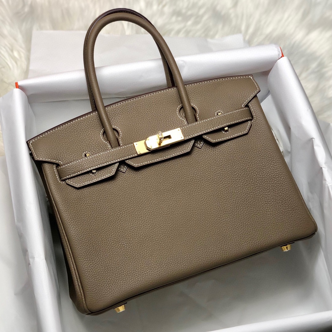 Hermes Birkin Bags Handbags Elephant Grey Gold Hardware