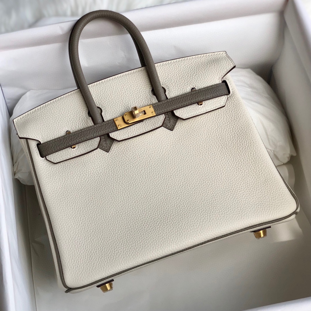 Hermes Birkin Bags Handbags Grey Milkshake White Gold Hardware