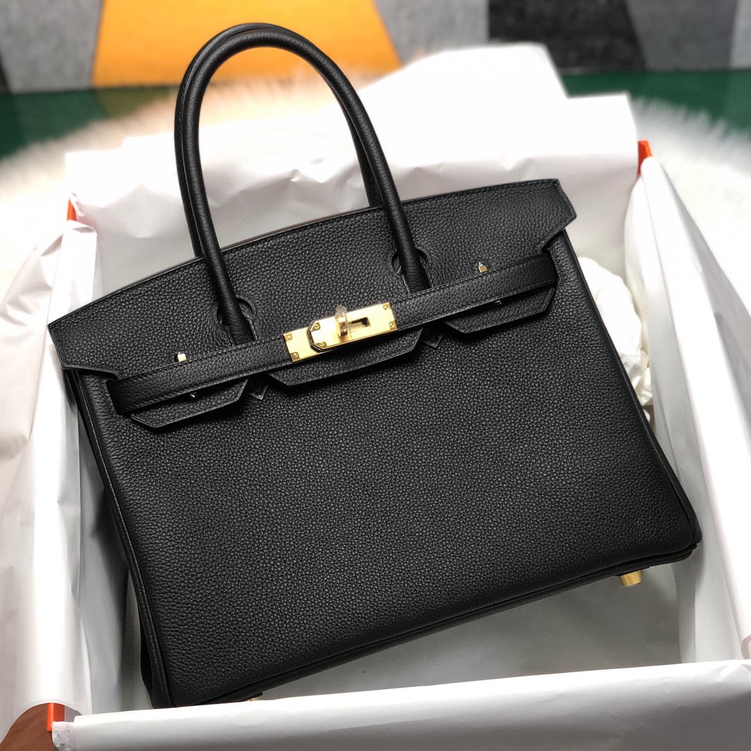 Hermes Birkin Bags Handbags Black Gold Hardware